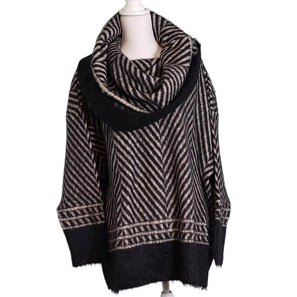 John Galliano Paris Striped Cowl Neck Sweater - Size Small